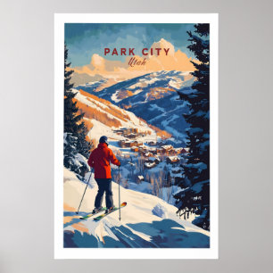 Park City Skidvägg Konst Skidtryck 1 Poster