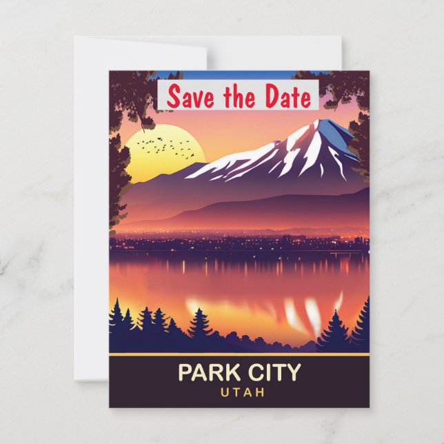 Park City Utah Bergsbröllopsinbjudan Spara Datumet (Framsida)