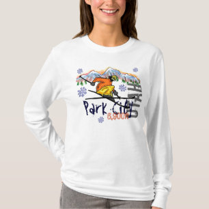 Park City Utah damer skidar höjdhoodien T-shirt