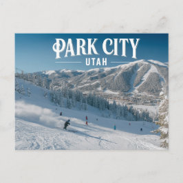 Park City Utah Kul Skidåkning Snöiga Berg Vykort