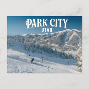 Park City Utah Kul Skidåkning Snöiga Berg Vykort