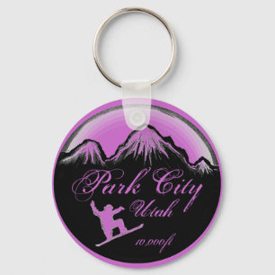 Park City Utah lila snowboard art-nyckelkedja Nyckelring