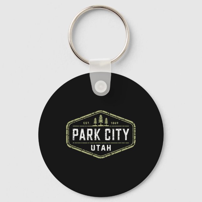 Park City Utah Mountain Skiing Snowboarding Design Nyckelring (Framsida)