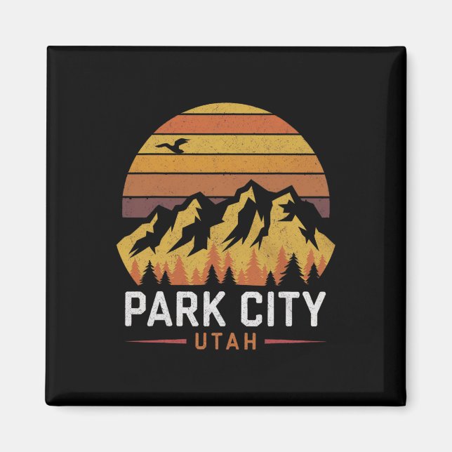 Park City Utah Mountains Ski Hiking Camping Trip S Magnet (Framsidan)