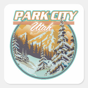 Park City Utah Reslogotyp Fyrkantigt Klistermärke