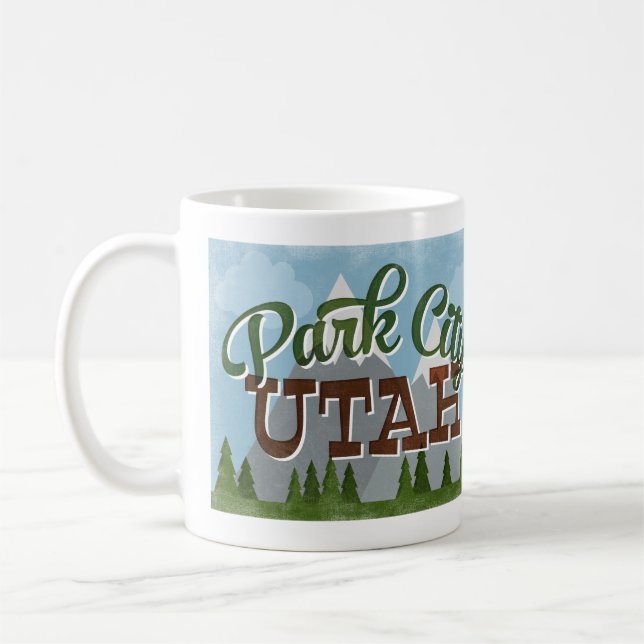 Park City Utah Roligt Retro Snowy Mountains Kaffemugg (Vänster)