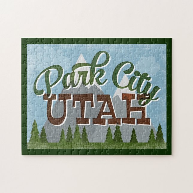 Park City Utah Roligt Retro Snowy Mountains Pussel (Horisontell)