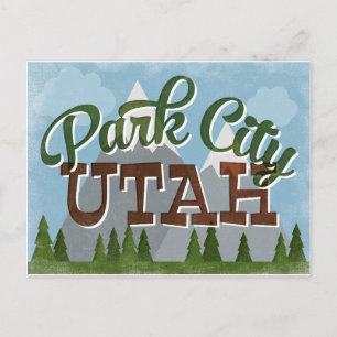 Park City Utah Roligt Retro Snowy Mountains Vykort
