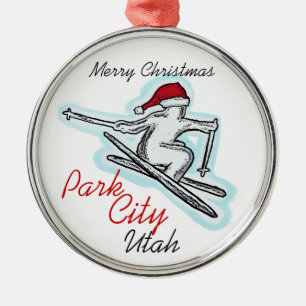 Park City Utah santa skidar hattprydnaden Julgransprydnad Metall