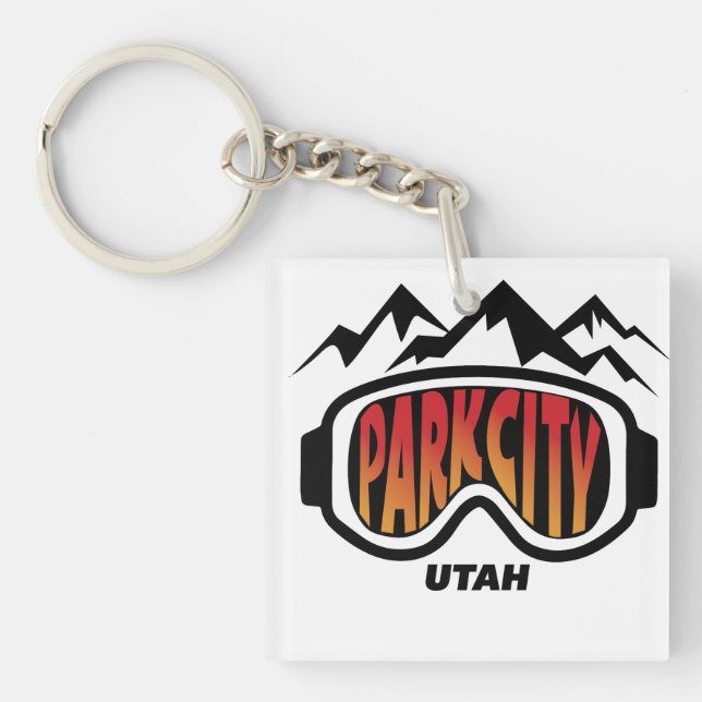 Park City Utah skidar design på akrylkeychain (Framsidan)