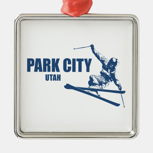 Park City Utah Skier Julgransprydnad Metall (Framsidan)