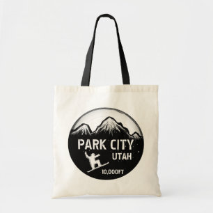 Park City Utah snowboard art svart återanvändbar Tygkasse