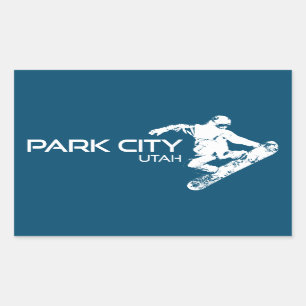 Park City Utah Snowboarder Rektangulärt Klistermärke