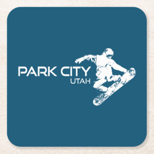Park City Utah Snowboarder Underlägg Papper Kvadrat