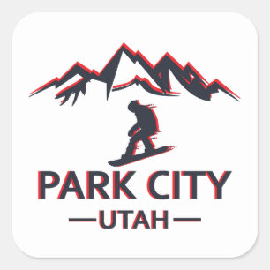 Park City Utah snowboarding Fyrkantigt Klistermärke