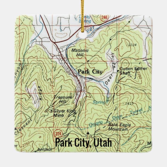 Park City Utah Topo Karta Julgransprydnad Keramik (Baksida)