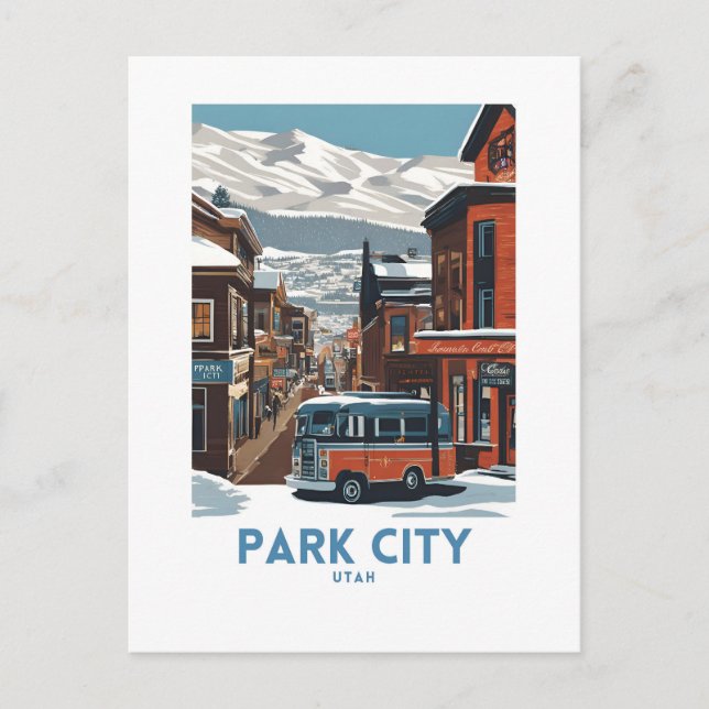 Park City Utah Travel Art Vykort (Framsida)