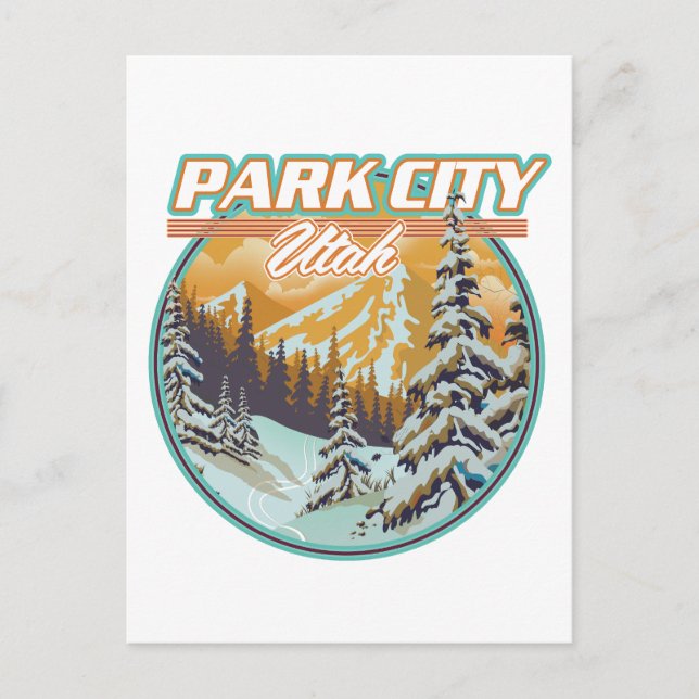 Park City Utah Travel Logotyp Inbjudan Vykort (Framsida)