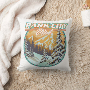 Park City Utah Travel Logotyp Kudde