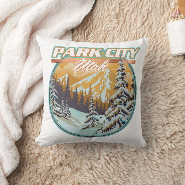 Park City Utah Travel Logotyp Kudde (Filt)