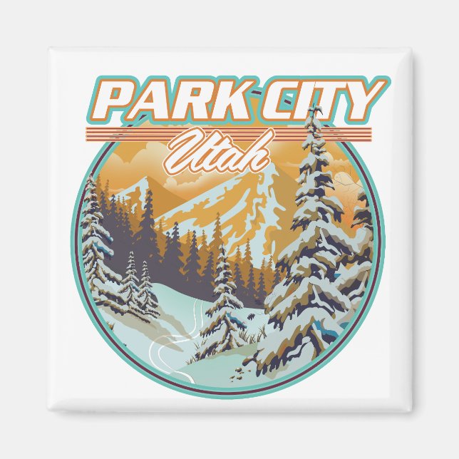 Park City Utah Travel Logotyp Magnet (Framsidan)