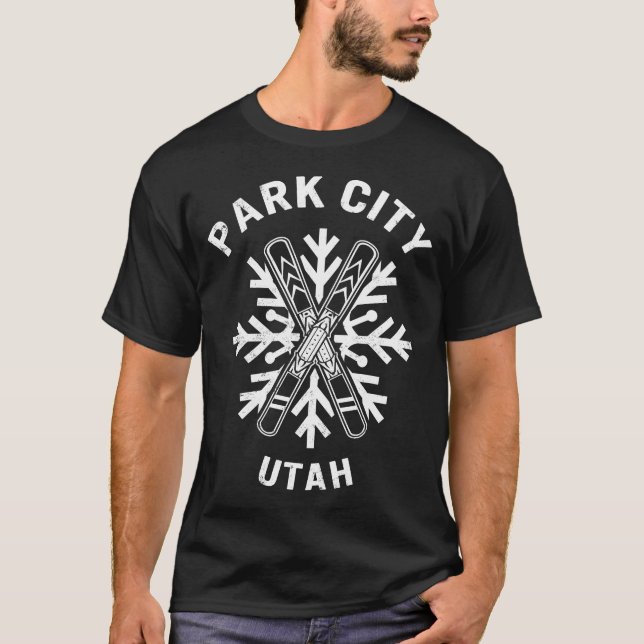 Park City Utah Tröja, Park City Snöflingor T Shirt (Framsida)