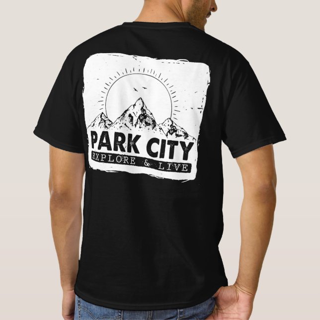 Park City Utah utforskar och upplever en stressad  T Shirt (Baksida)