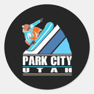 Park City Utah - Vintage Snowboarder Runt Klistermärke