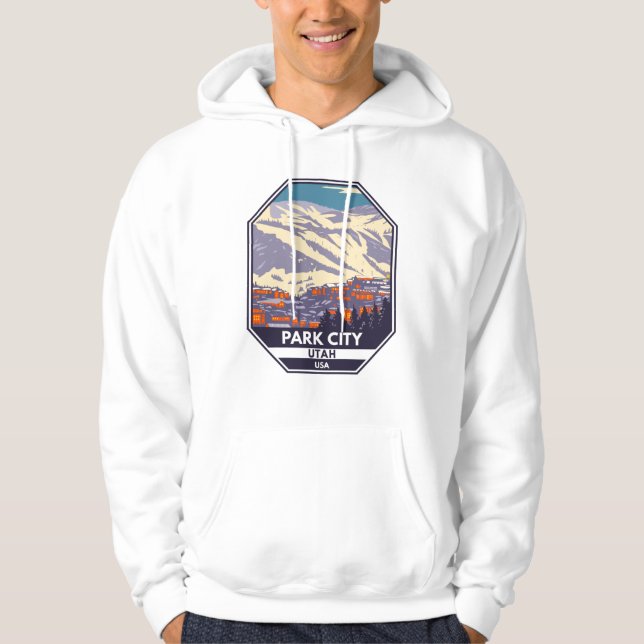 Park City Utah Winter Area Emblem Hoodie (Framsida)