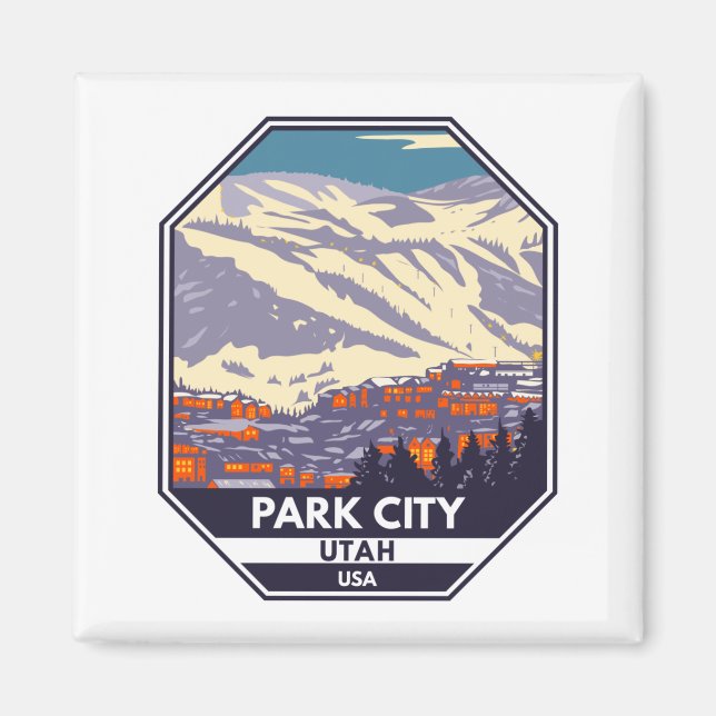 Park City Utah Winter Area Emblem Magnet (Framsidan)