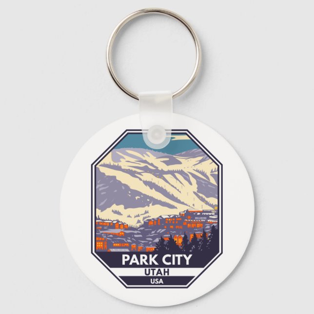 Park City Utah Winter Area Emblem Nyckelring (Framsida)