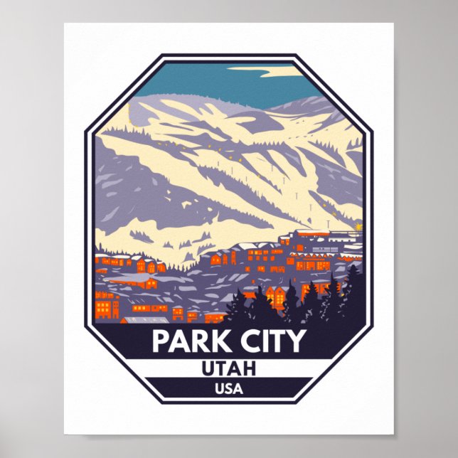 Park City Utah Winter Area Emblem Poster (Framsidan)