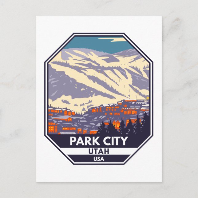 Park City Utah Winter Area Emblem Vykort (Framsida)