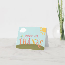 Park Födelsedagsfest - tackkort - flicka