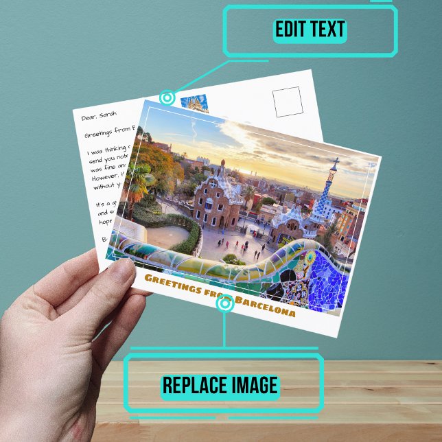 Park Guell Barcelona Spain Modern Vykort (When you are looking to share your experiences, sending a postcard is a sweet gesture.)