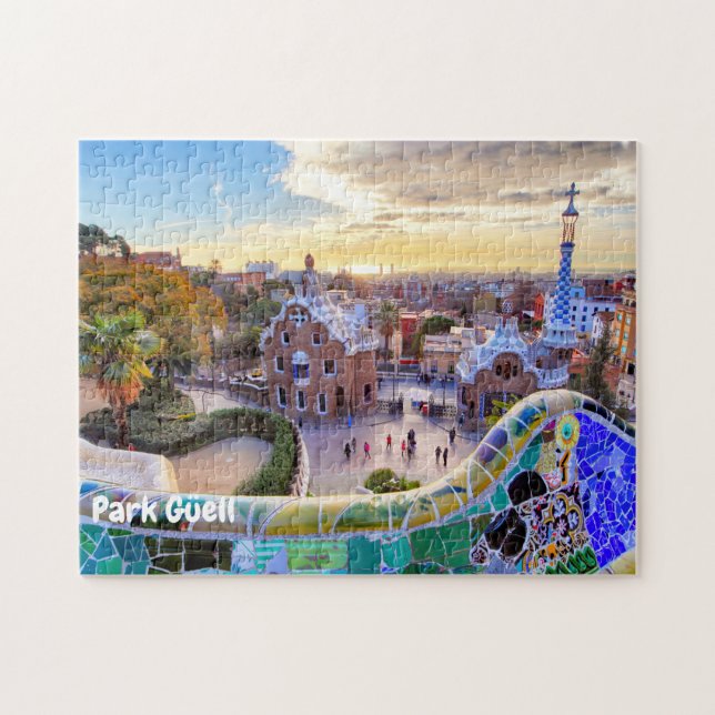 Park Güell, Barcelona, Spanien Pussel (Horisontell)