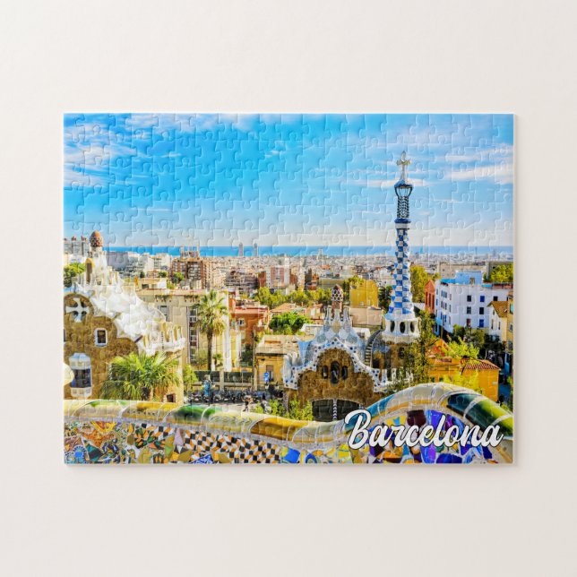 Park Guell, Barcelona, Spanien Pussel (Horisontell)