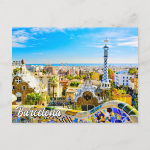 Park Guell, Barcelona, Spanien Vykort