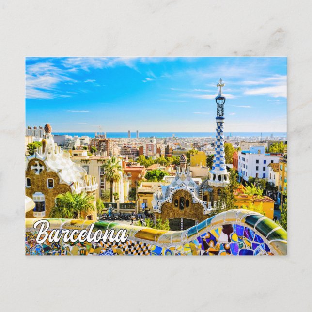 Park Guell, Barcelona, Spanien Vykort (Framsida)