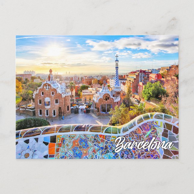 Park Guell, Barcelona, Spanien Vykort (Framsida)