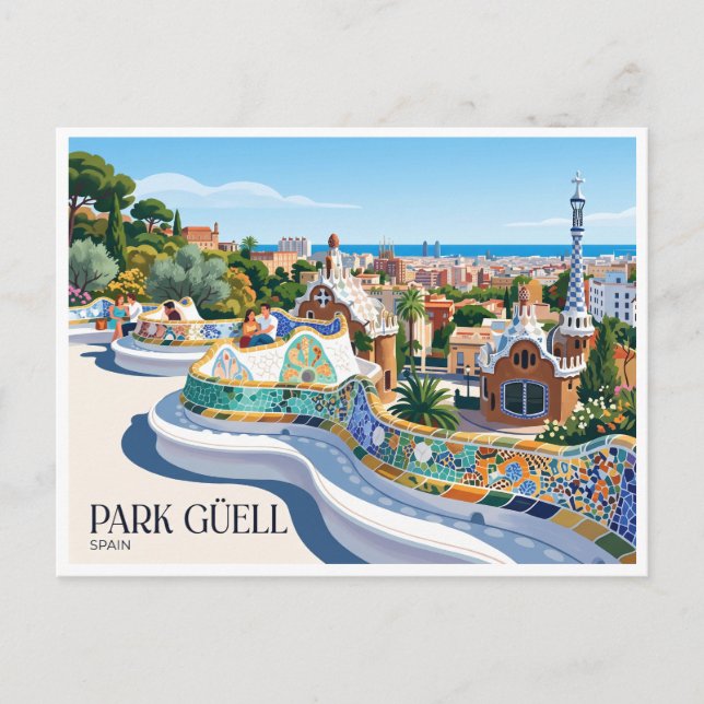 Park Güell Barcelona Spanien Vykort (Framsida)