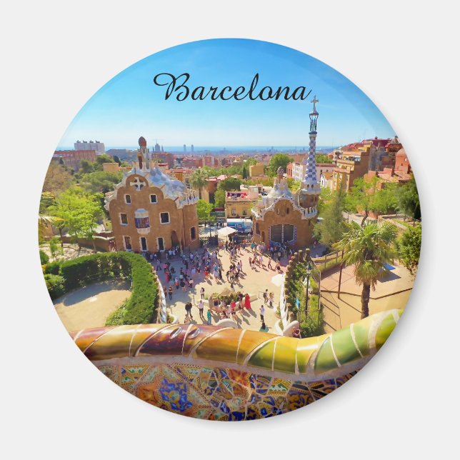 Park Güell i Barcelona Magnet (Framsidan)