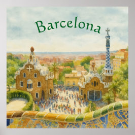 Park Güell i Barcelona, Spanien Poster
