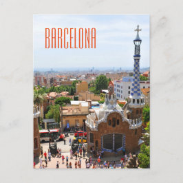 Park Guell i Barcelona, Spanien Vykort