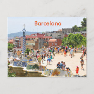 Park Guell i Barcelona, Spanien Vykort