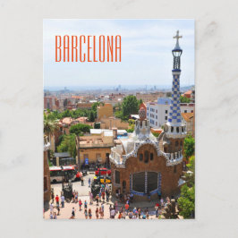 Park Guell i Barcelona, Spanien Vykort