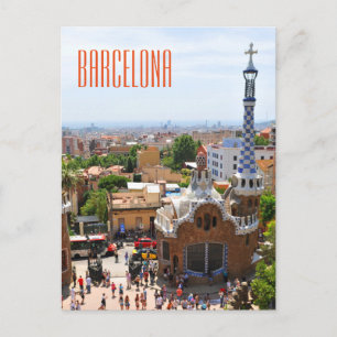Park Guell i Barcelona, Spanien Vykort
