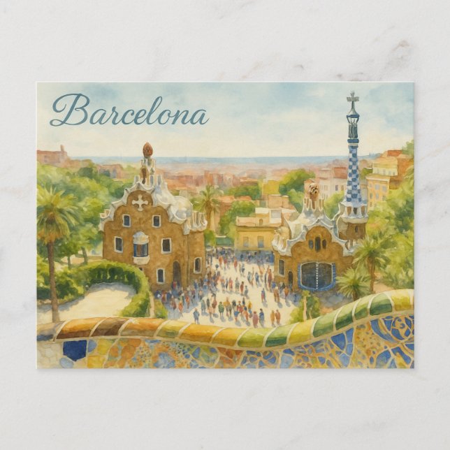 Park Güell i Barcelona Vykort (Framsida)