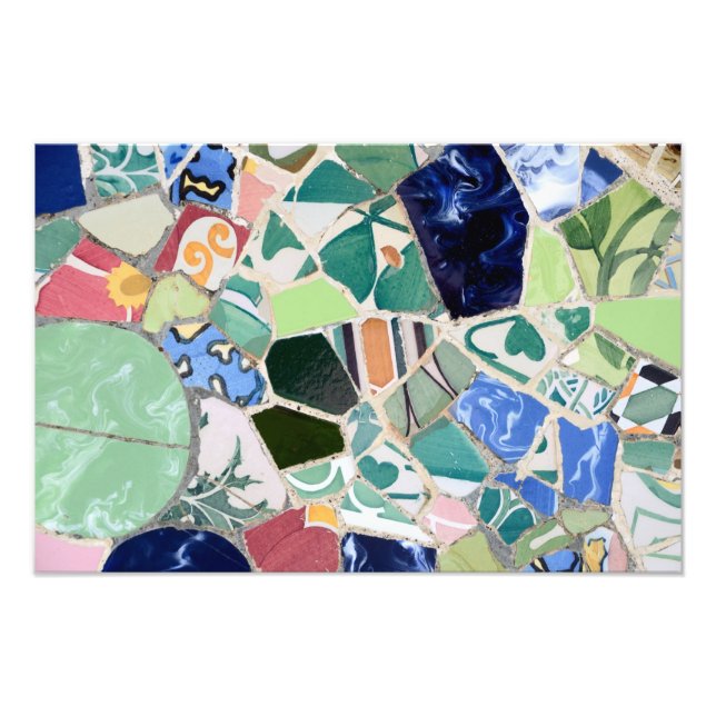 Park Guell mosaics Fototryck (Framsidan)