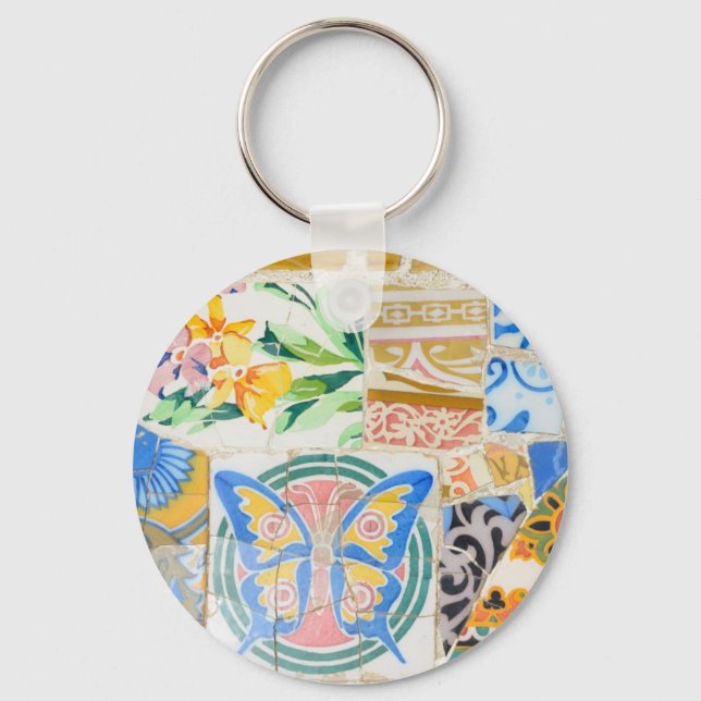 Park Guell mosaics Keychain Nyckelring (Framsida)